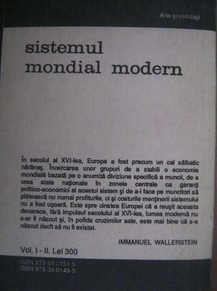 Immanuel Wallerstein - Sistemul mondial modern (4 volume)