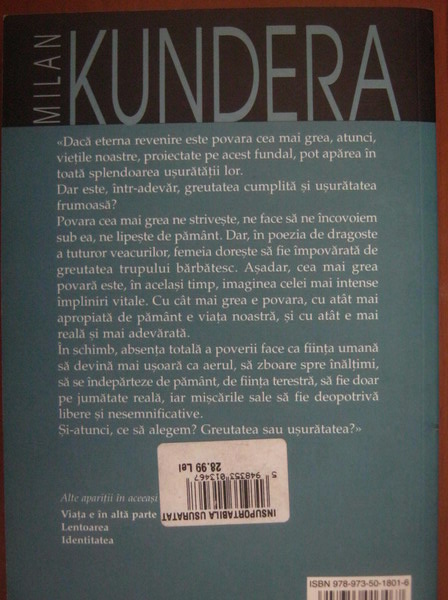Milan Kundera - Insuportabila usuratate a fiintei
