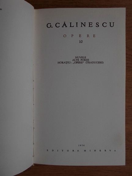George Calinescu - Opere (volumul 10)