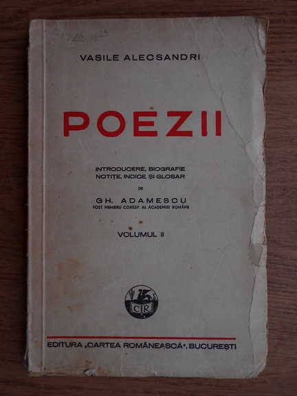 Anticariat: Vasile Alecsandri - Poezii (1943, volumul 2)