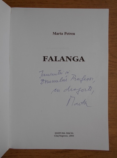 Anticariat: Marta Petreu - Falanga (cu autograful autoarei)