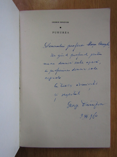 Anticariat: George Dinizvor - Pururea. Cantarea limbii si tarii Dacilor (cu autograful autorului)