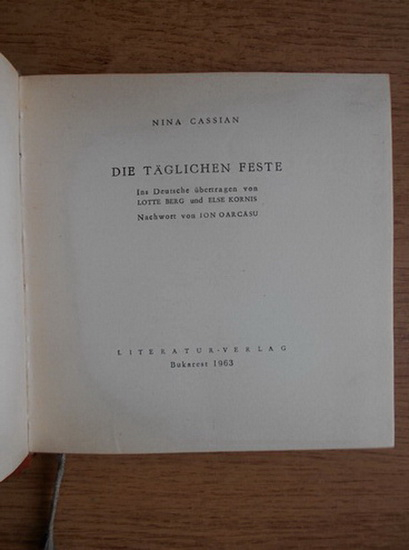 Nina Cassian - Die Taglichen Feste