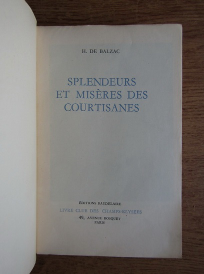 Honore de Balzac - Splendeurs et miseres des courtisanes