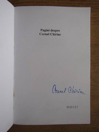Anticariat: Mircea Udrescu - Pagini despre Cornel Chiriac (cu autograful autorului)