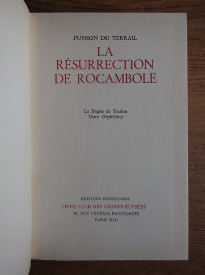 Ponson du Terrail - La resurrection de Rocambole