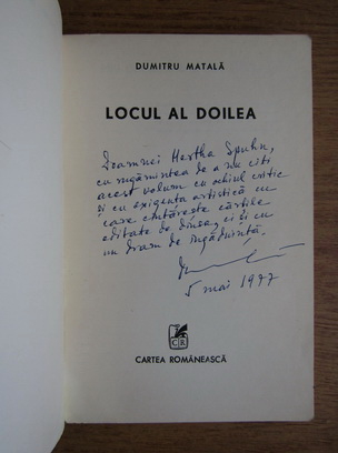 Anticariat: Dumitru Matala - Locul al doilea (cu autograful autorului)