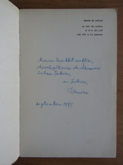 Anticariat: Venera Antonescu - Dincolo de coclauri (cu autograful autoarei)