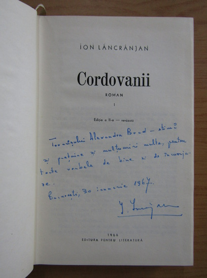 Anticariat: Ion Lancranjan - Cordovanii (volumul 1, cu autograful autorului)