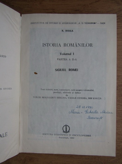 Nicolae Iorga - Istoria romanilor, volumul 1, partea a II-a. Sigiliul Romei