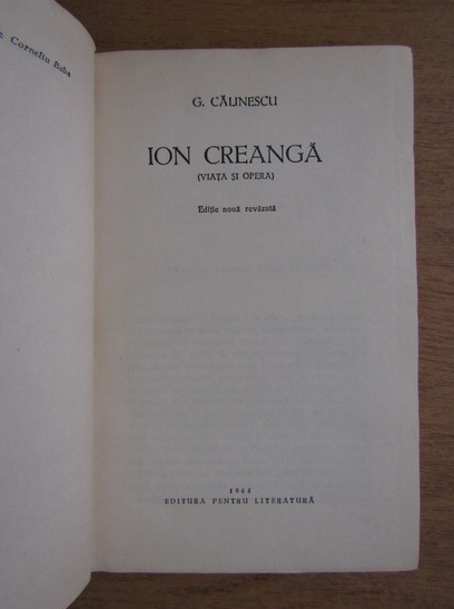 George Calinescu - Ion Creanga