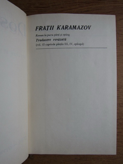 Dostoievski - Opere. Fratii Karamazov (volumul 10)