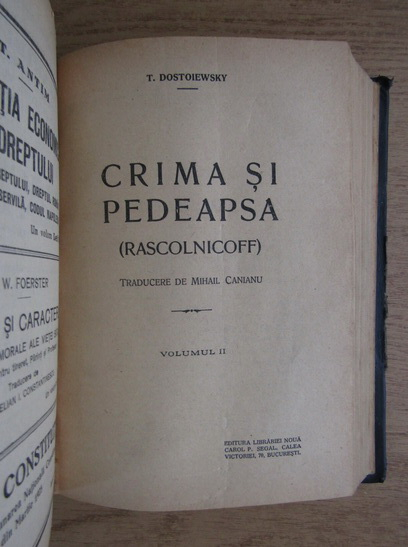 Dostoievski - Crima si pedeapsa (2 volume coligate, aprox. 1910)