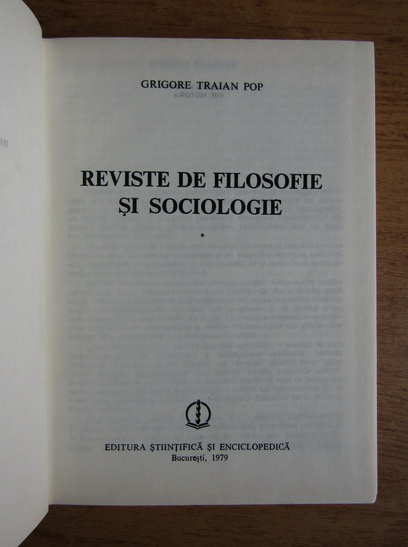 Grigore Traian Pop - Reviste de filosofie si sociologie