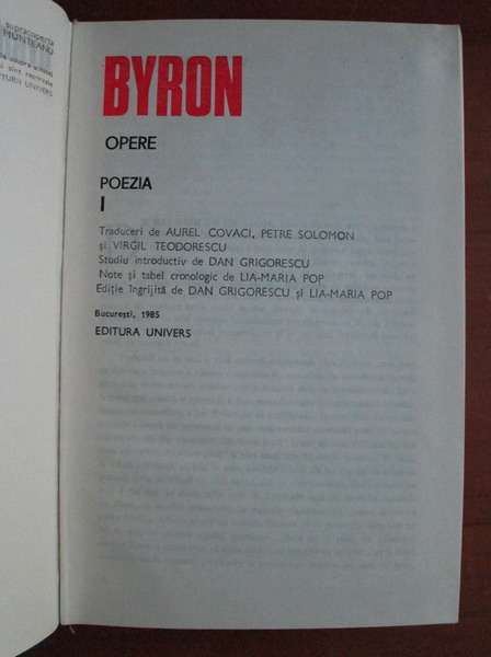 Byron - Opere, volumul 1 (Poezia)