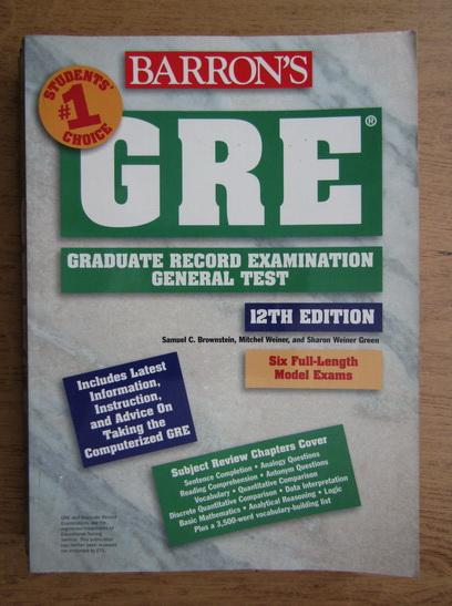 Anticariat: Barron's GRE. How to prepare for the graduate record examination general test