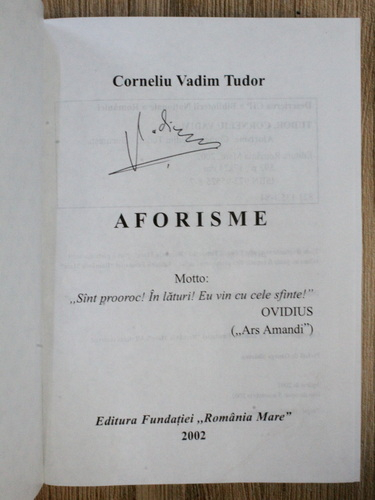 Anticariat: Corneliu Vadim Tudor - Aforisme (cu autograful autorului)