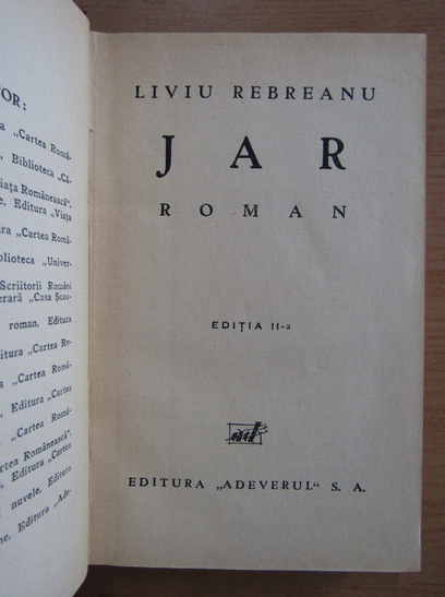 Liviu Rebreanu - Jar (1934)
