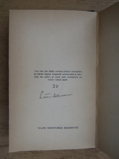 Anticariat: Liviu Rebreanu - Ciuleandra (cu autograful autorului, exemplarul 29 din cele 30 numerotate si cu autograf, Editie Princeps, 1927)