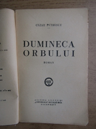 Cezar Petrescu - Duminica orbului (1934)