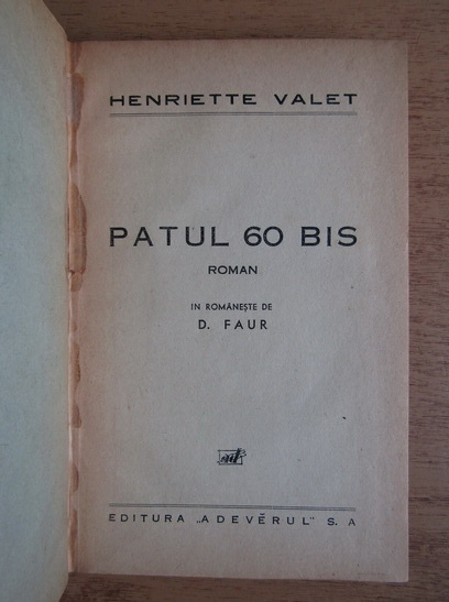 Henriette Valet - Patul 60 bis (1935)