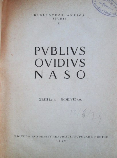 Publius Ovidius Naso - Biblioteca antica studii II. XLII i.e.n-MCMLVII e.n