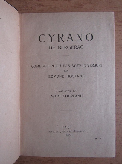 Edmond Rostand - Cyrano de Bergerac (1920)