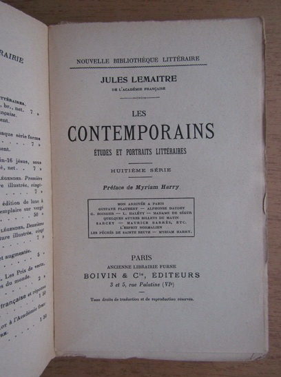 Jules Lemaitre - Les contemporains (1930)