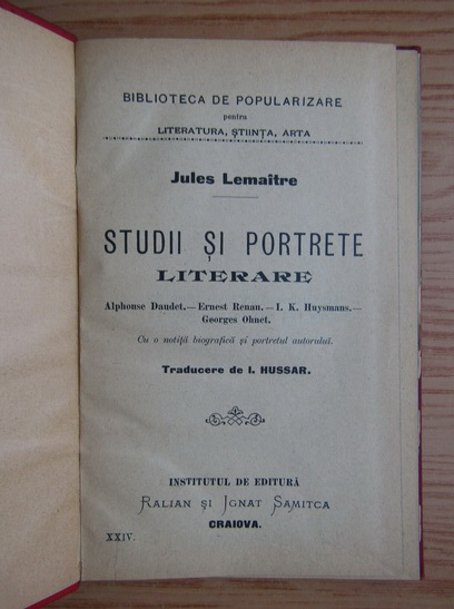 Jules Lemaitre - Studii si portrete literar (1930)
