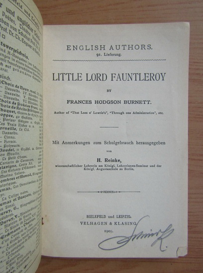 Frances Hodgson Burnett - Little Lord Fauntlery (1909)