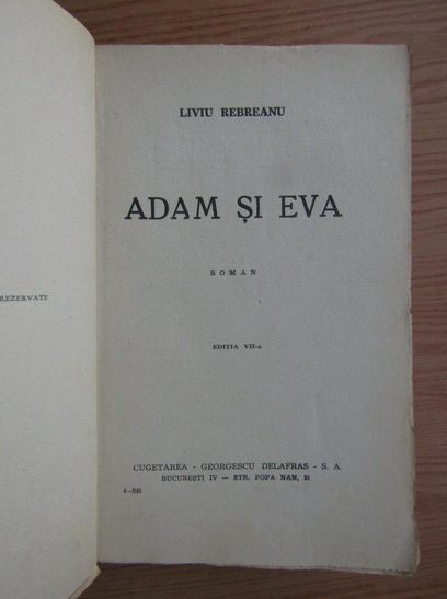 Liviu Rebreanu - Adam si Eva (1946)