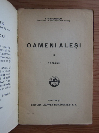I. Simionescu - Oameni alesi (volumul 2)