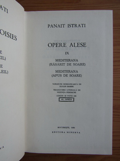 Panait Istrati - Opere alese (volumul 9)
