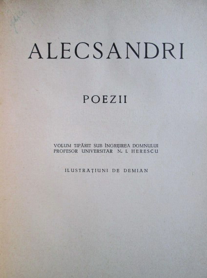 Vasile Alecsandri - Poezii (editie omagiala, 1940)