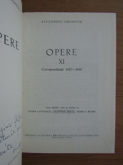 Alexandru Odobescu - Opere, volumul 11. Corespondenta 1887-1888 