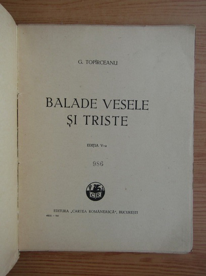 George Topirceanu - Balade vesele si triste (1943)