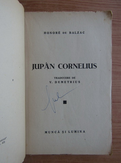 Honore de Balzac - Jupan Corneliu (1941)
