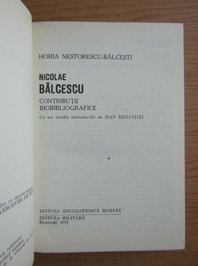 Horia Nestorescu Balcesti - Nicolae Balcescu