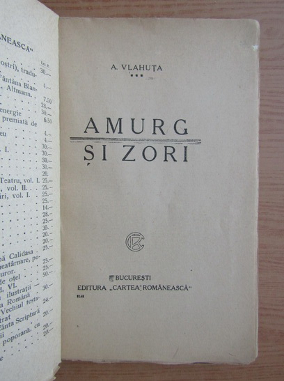 Alexandru Vlahuta - Amurg si zori (1948)