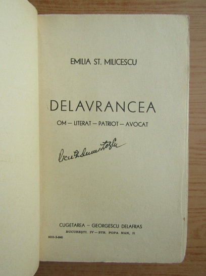 Emilia St. Milicescu - Delavrancea (1940)