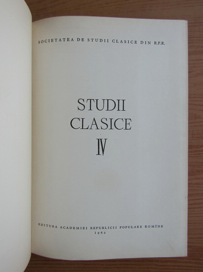 Studii clasice (volumul 4)