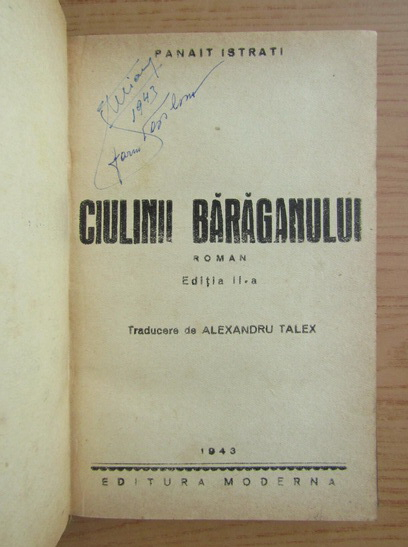 Panait Istrati - Culinii Baraganului (1943)
