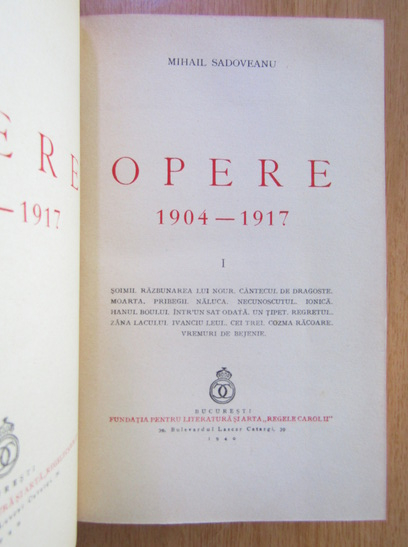 Mihail Sadoveanu - Opere (volumul 1, 1940)