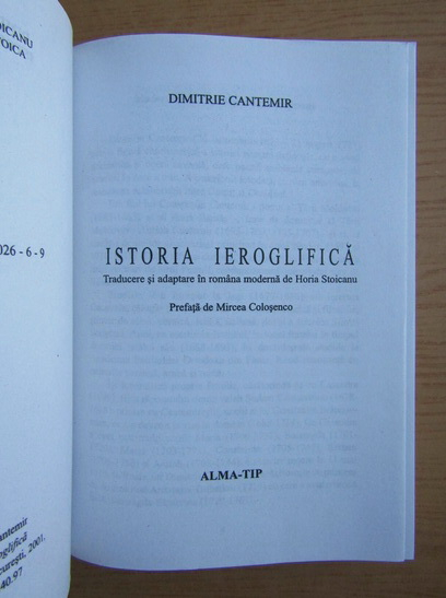 Dimitrie Cantemir - Istoria ieroglifica