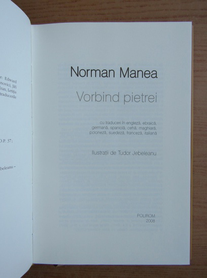 Norman Manea - Vorbind pietrei