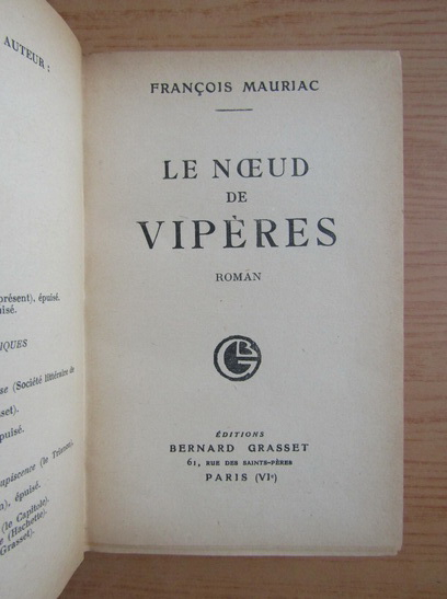 Francois Mauriac - Le noeud de viperes (1932)