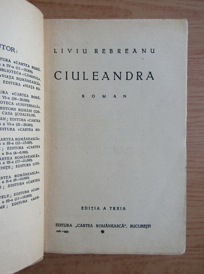 Liviu Rebreanu - Ciuleandra (1933)
