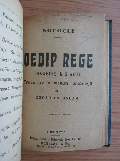 William Shakespeare, Sofocle, Oscar Wilde - Regele Lear. Oedip rege. De profundis (2 volume coligate, 1926)