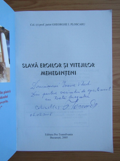 Anticariat: Gheorghe Ploscaru - Slava eroilor si vitejilor mehedinteni (cu autograful autorului)