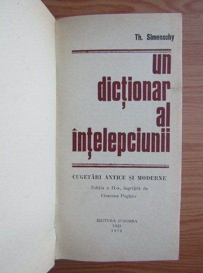 Th. Simenschy - Un dictionar al intelepciunii